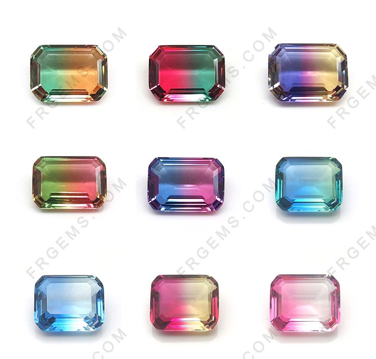 Synthetic Watermelon Tourmaline Glass BiColor Gemstones Wholesale from China
