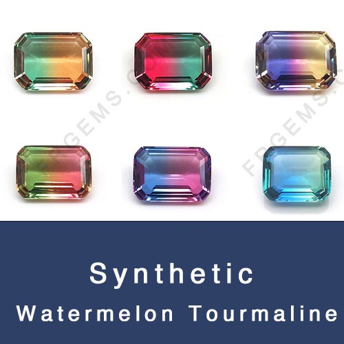 Synthetic Watermelon Tourmaline Glass BiColor Gemstones Wholesale from China