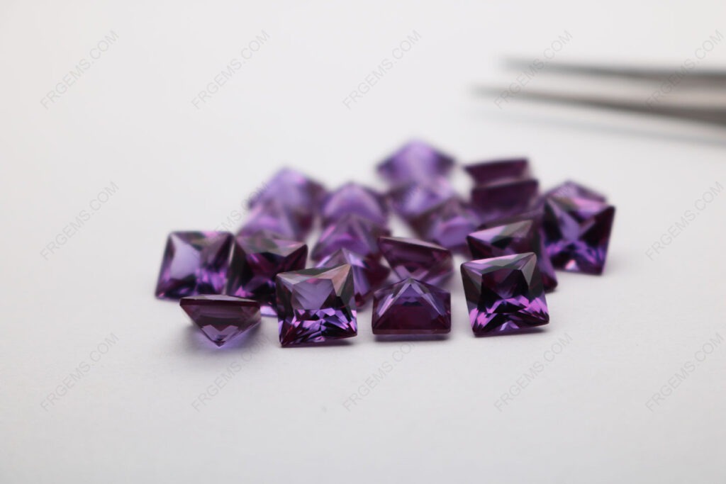 Loose Synthetic Created alexandrite color change 46# Square Shape Princess Cut 8x8mm stones