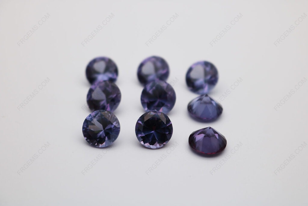 Synthetic Lab Created Corundum Alexandrite Color change Green 45# Round Shape Faceted Cut 8mm stones