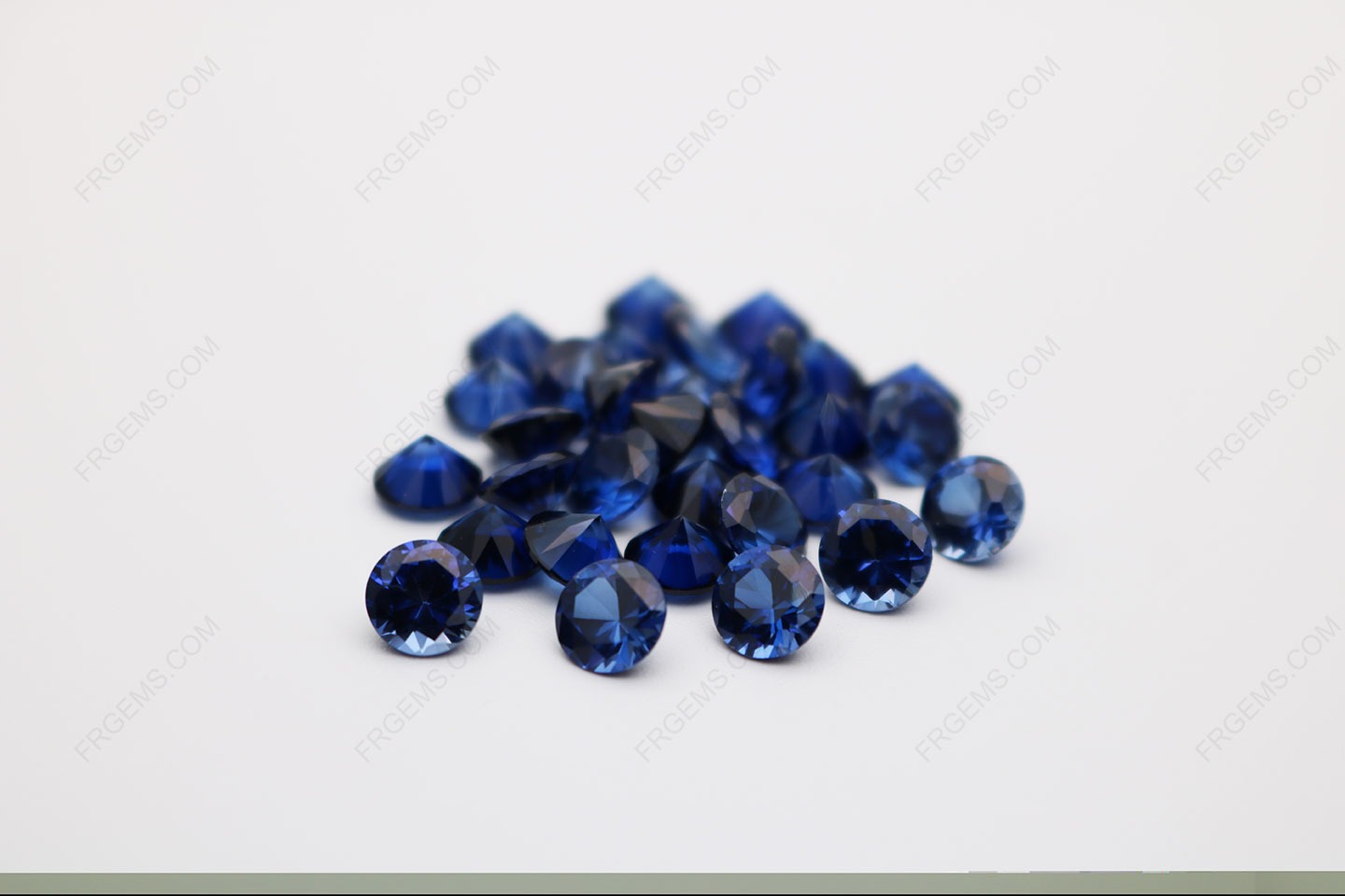 Loose Synthetic Lab Created Corundum Blue Sapphire 33# Round Shape Faceted Cut 6.50mm stones IMG_0301