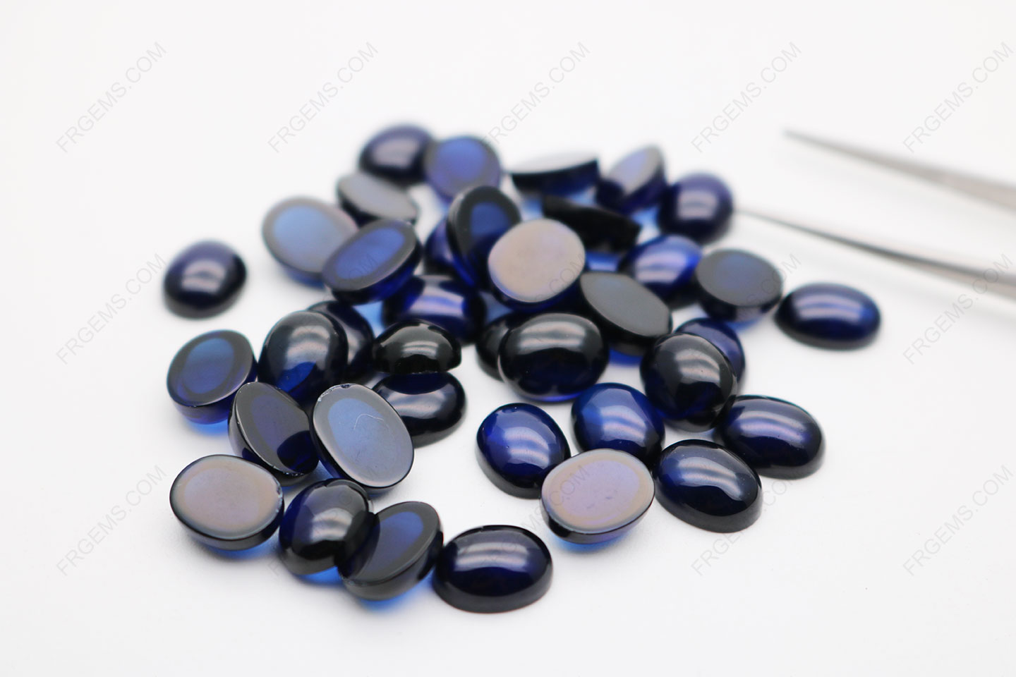 Synthetic Corundum Blue Sapphire 34# Oval Shape Cabochon Cut 6x8mm stones IMG_2617
