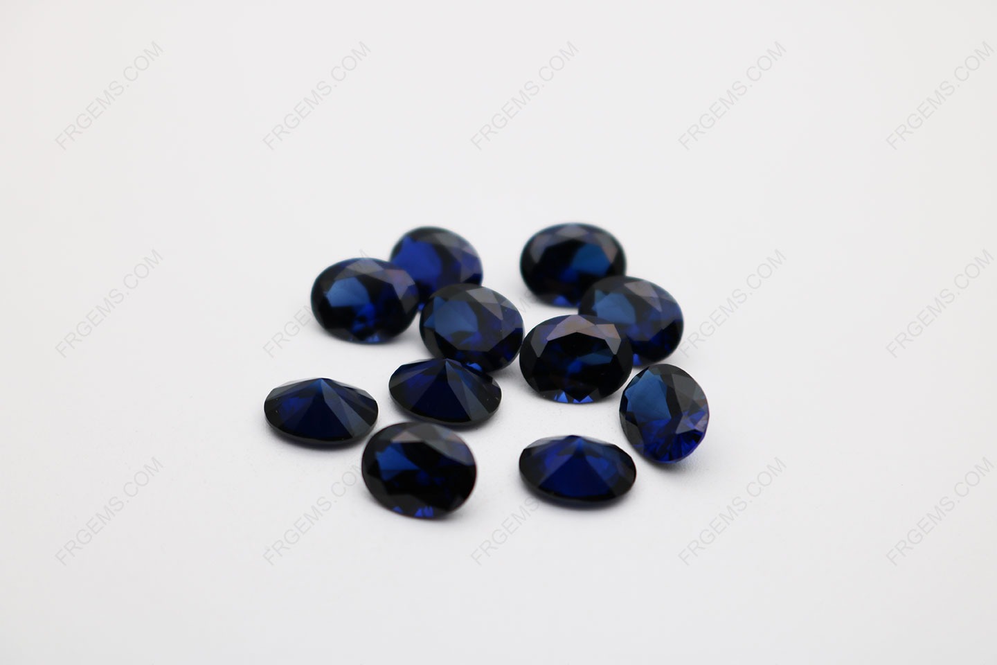 Loose Synthetic Lab Created Corundum Blue Sapphire 34# Oval Shape Faceted Cut 7x9mm stones IMG_0931