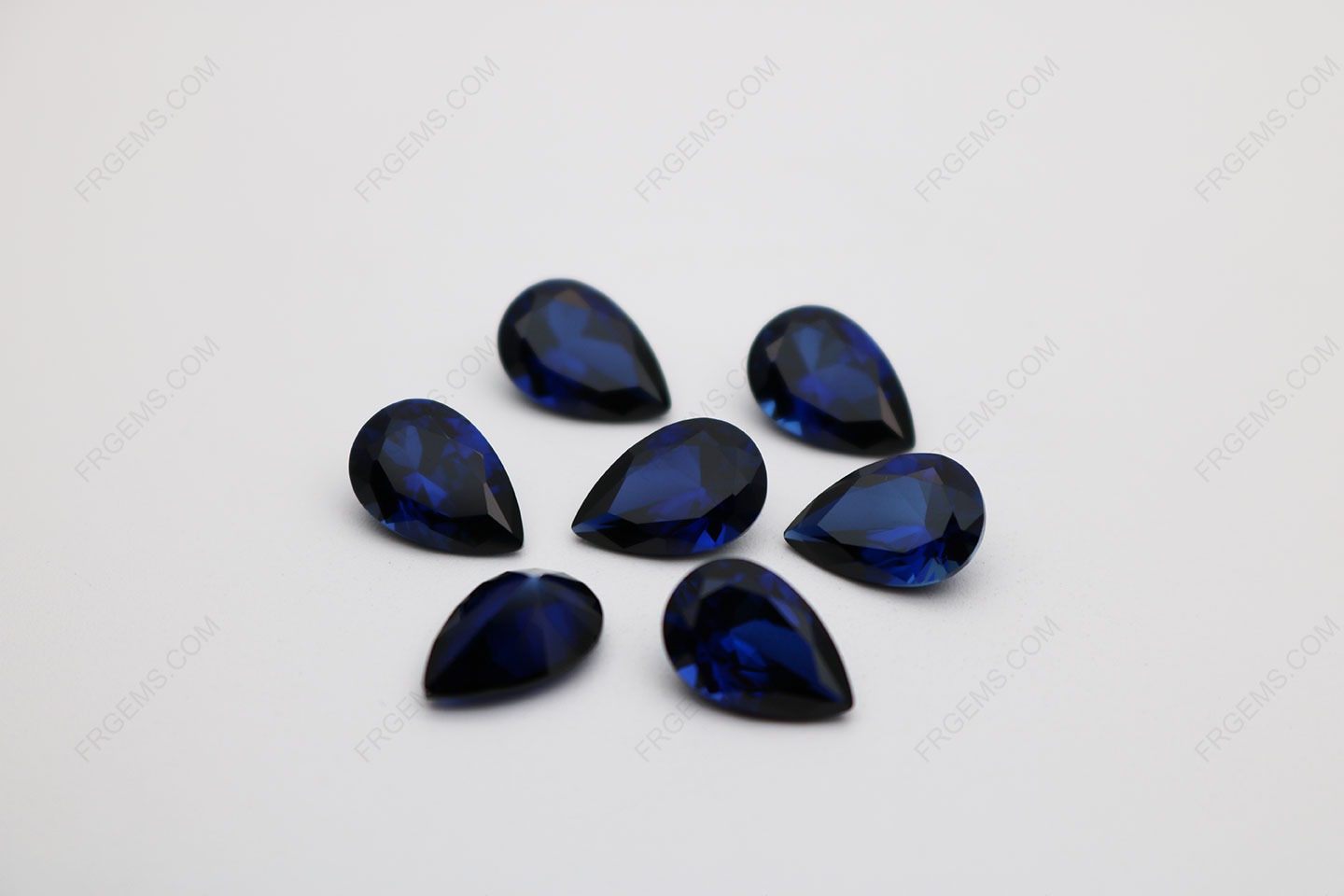 Synthetic Corundum Blue Sapphire 34# Pear Shape Faceted Cut 7x10mm stones IMG_0929