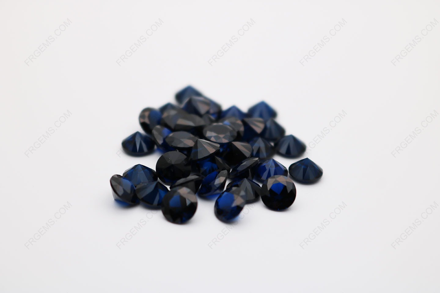 Loose Corundum Synthetic Blue Sapphire 35# dark Color shade Round Shape Faceted Cut 6.50mm stones IMG_0298