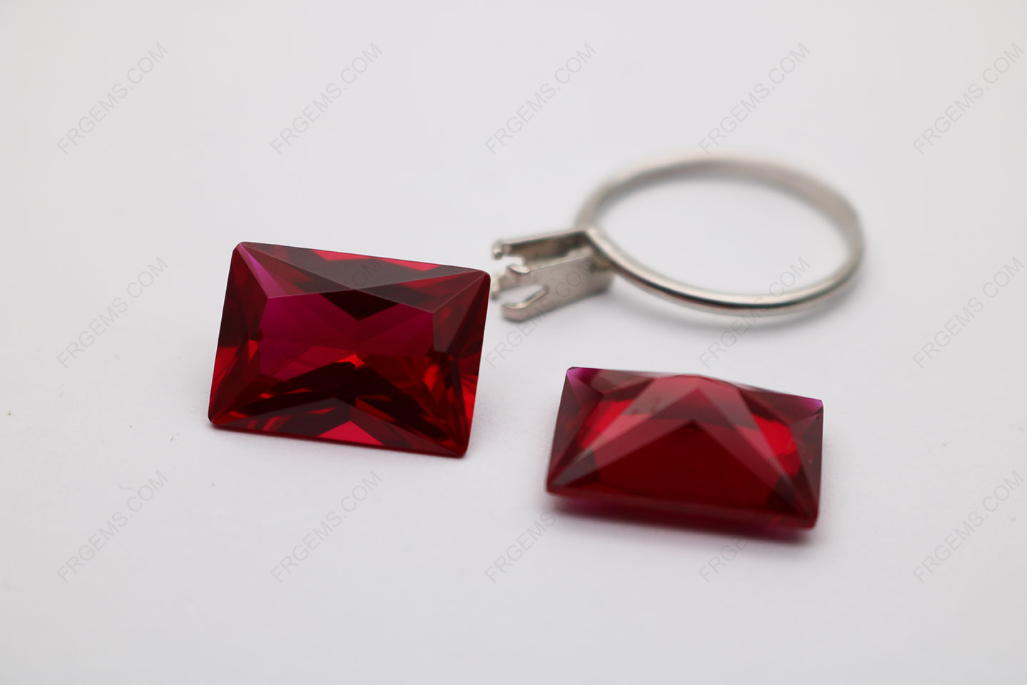 Loose Synthetic Corundum Ruby Red 5# Rectangle Shape Princess Cut 15x20mm stones