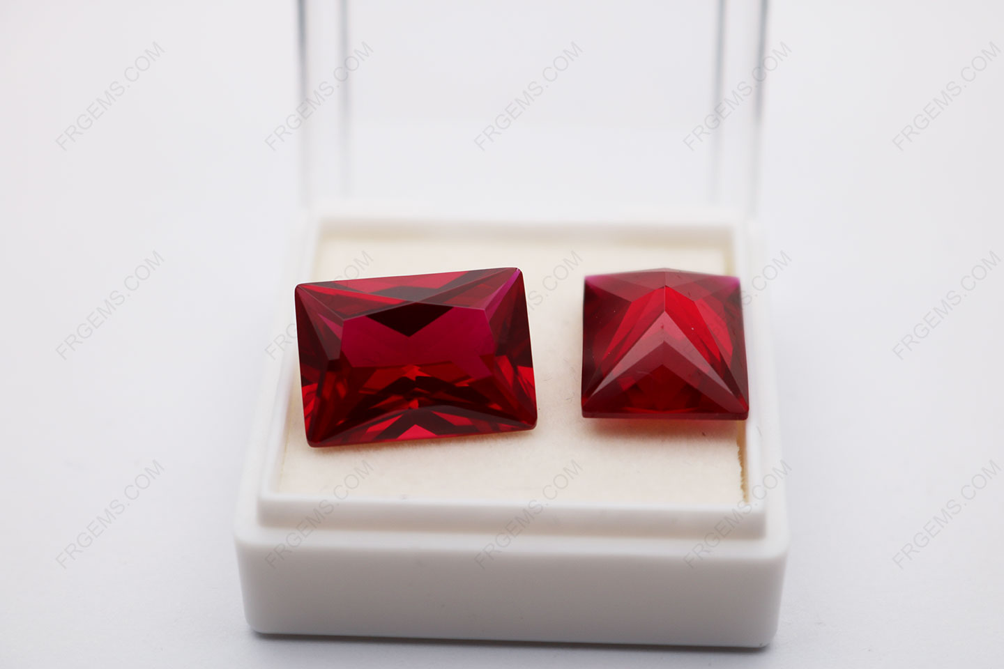 Loose Synthetic Corundum Ruby Red 5# Rectangle Shape Princess Cut 15x20mm stones