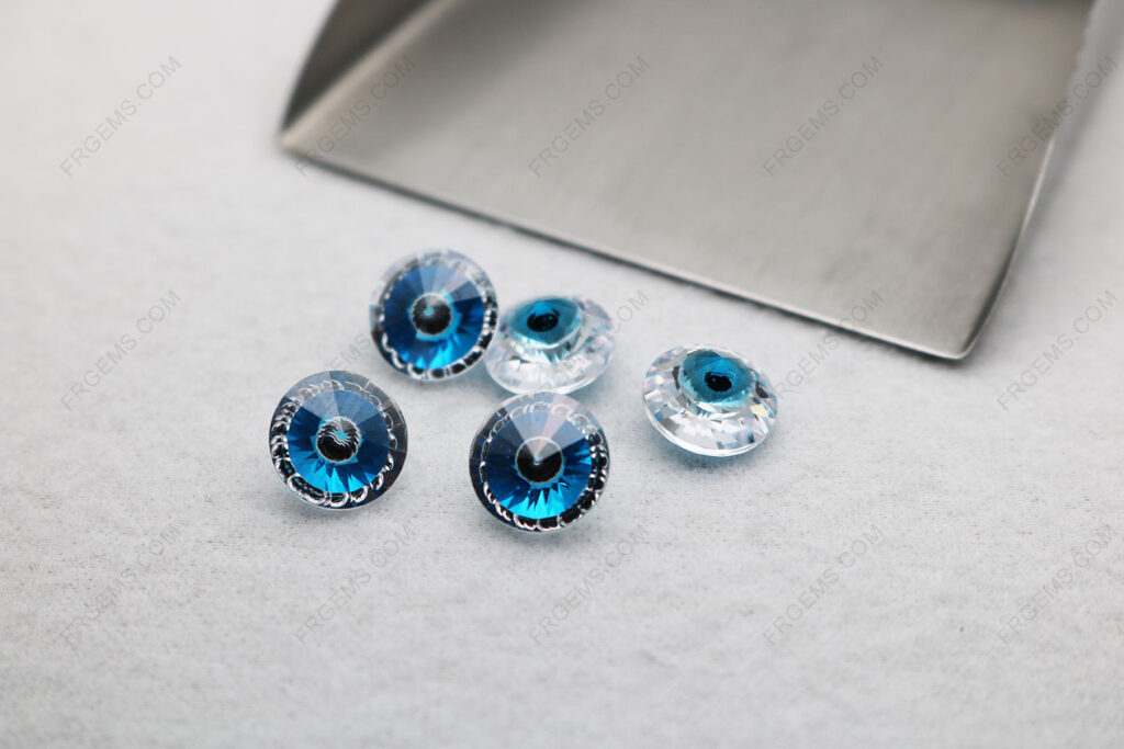 Evil Eye Loose CZ Glass mixed Color Round Shape Blue Color Gemstones