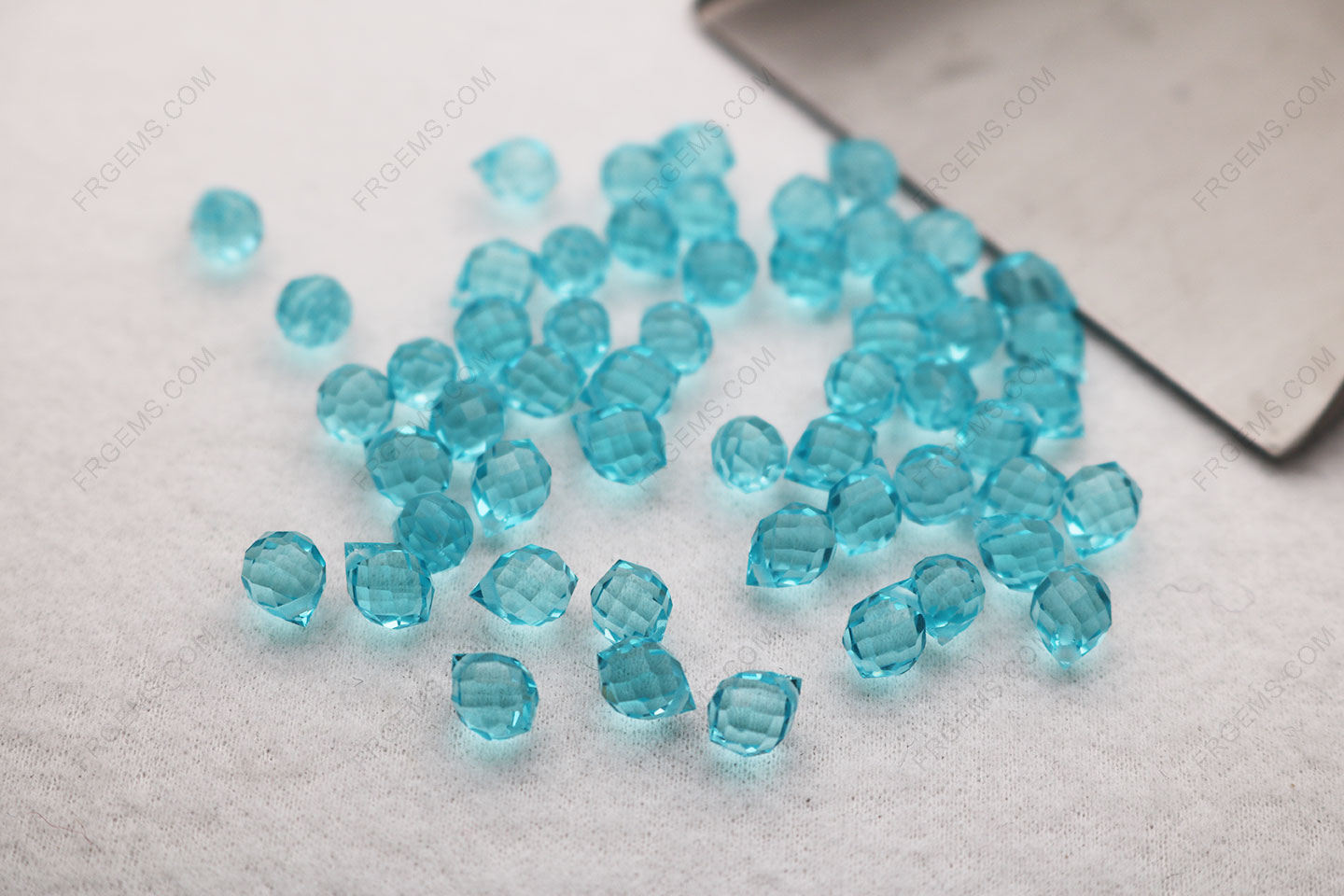 Loose Harden Glass Aquamarine aqua blue color Faceted Teardrop with drilled hole beads 7x5mm wholesale