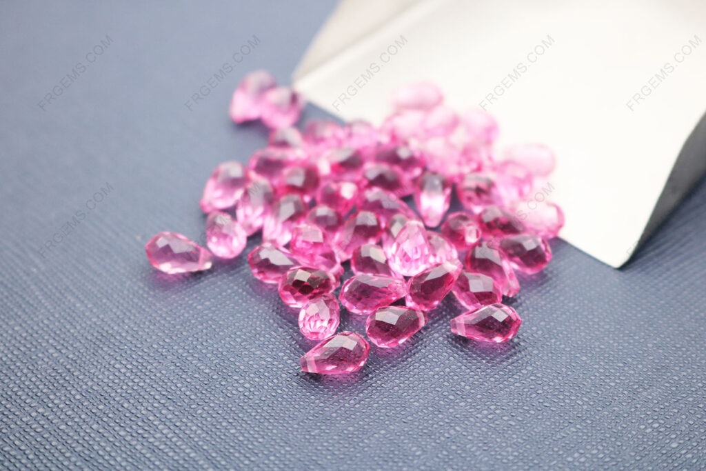 Loose Harden Glass Ruby Red color Faceted Teardrop with drilled hole beads 9x5mm supplier