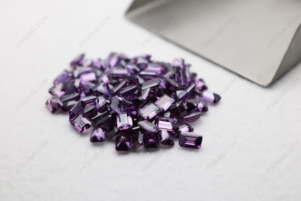 Cubic Zirconia Loose CZ Amethyst color Octagon Shape Emerald cut 4x6mm gemstones wholesale