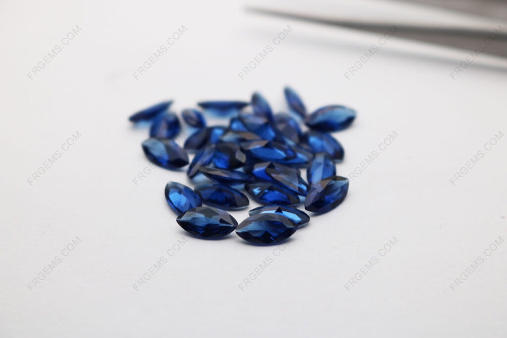 Loose Nanosital Sapphire Blue Dark #A475 Color Marquise shape faceted 4x8mm gemstones IMG_5082