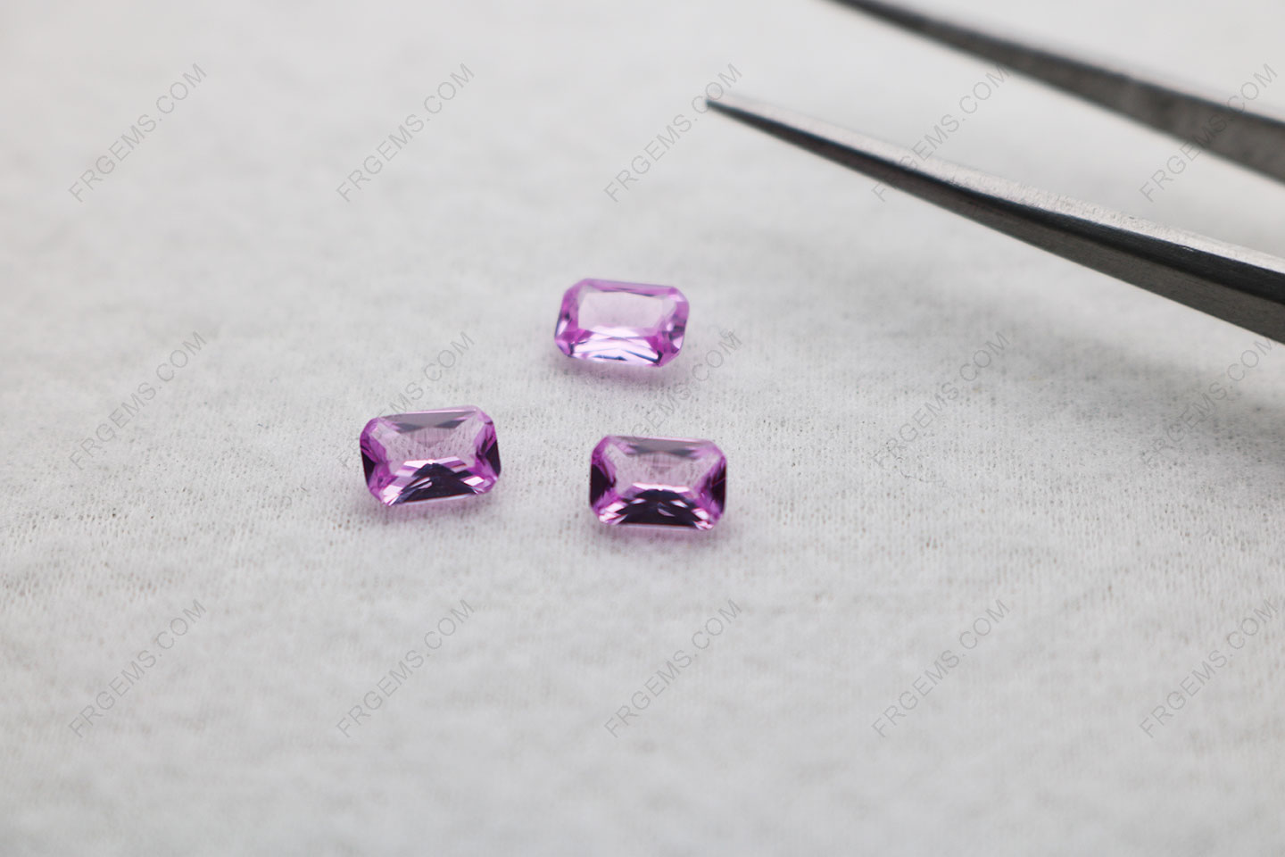 Loose Synthetic Lab Pink Sapphire Corundum 2# Octagon Shape Emerald Cut 8x6mm gemstones IMG_5069