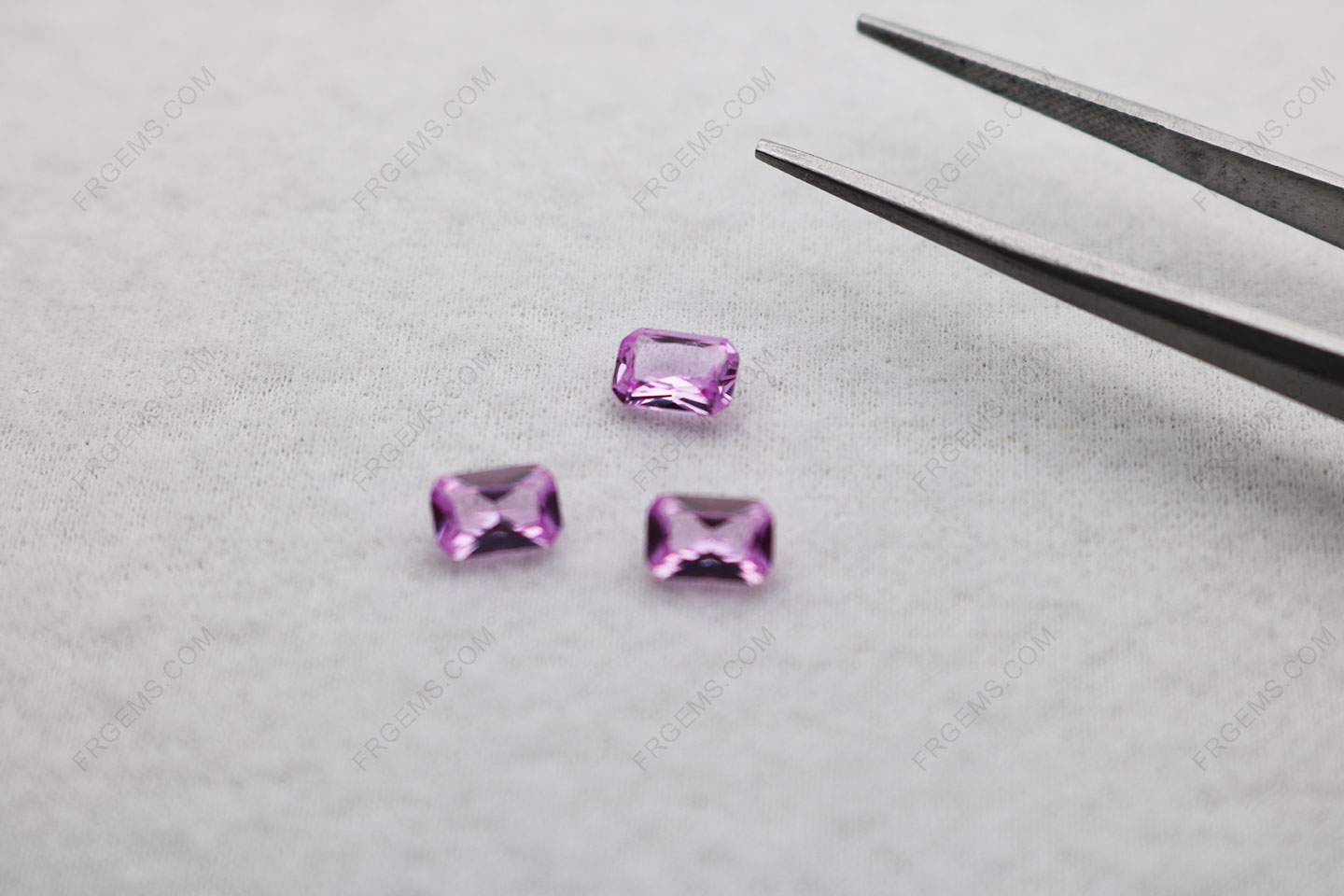 Loose Synthetic Lab Pink Sapphire Corundum 2# Octagon Shape Emerald Cut 8x6mm gemstones IMG_5069