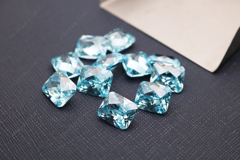 Loose Cubic Zirconia CZ Aquamarine Blue light Color Shade Octagon Shape Radiant checkerboard faceted cut 12x10 Gemstones