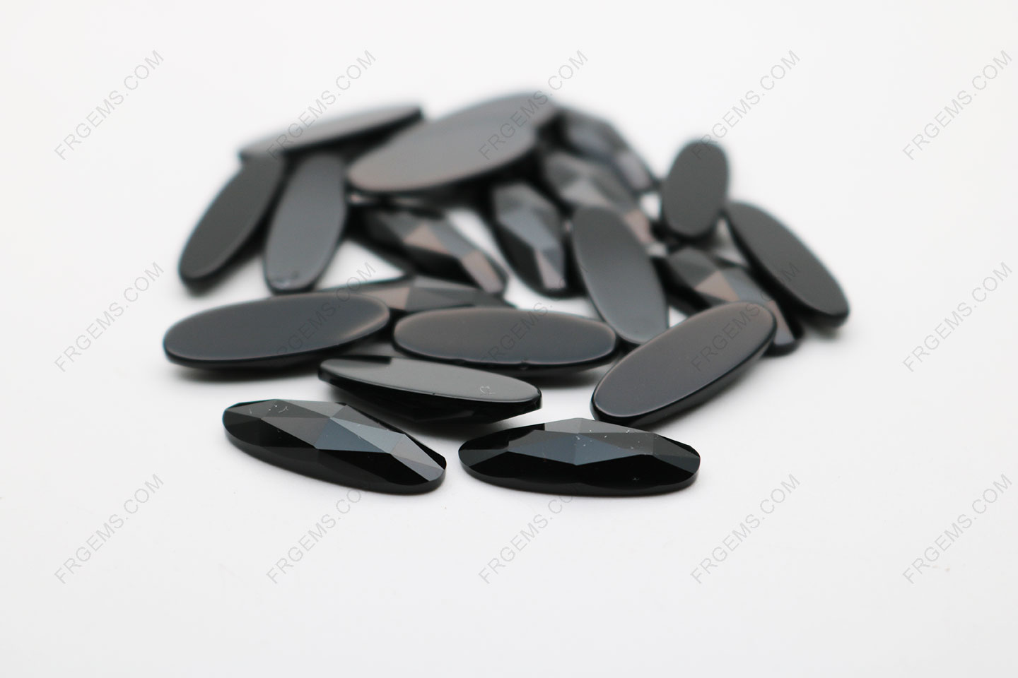 Natural Black Onyx Oval shape rose faceted 20x7mm gemstones wholesale from China Supplier