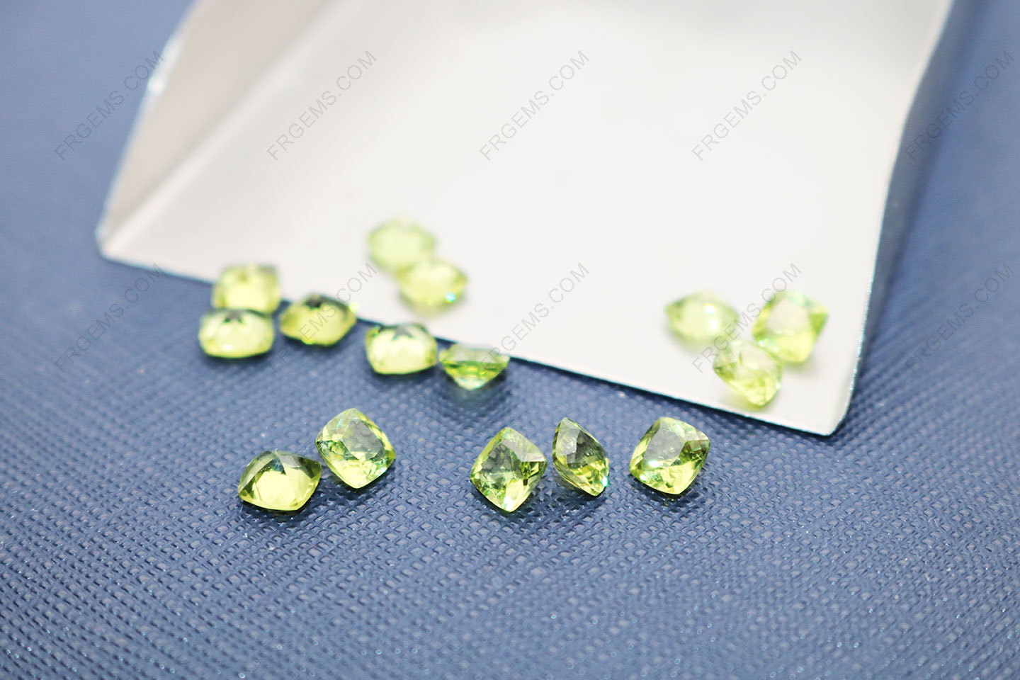 Natural genuine Peridot Color Cushion faceted 5x5mm Gemstones wholesale from China Supplier