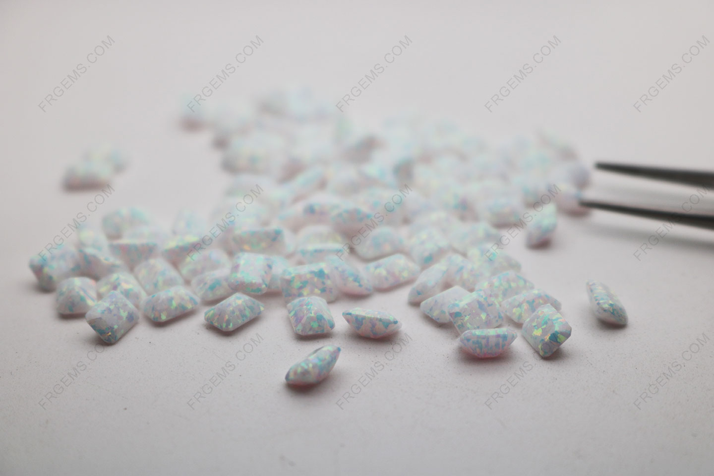 Loose Synthetic Opal White OP17 Color Octagon shape faceted emerald cut 7x5mm gemstones wholesale from china Suppliers