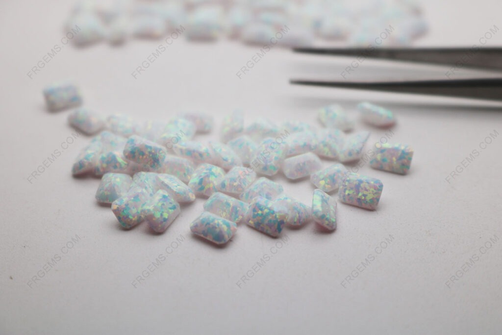 Loose Synthetic Opal White OP17 Color Octagon shape faceted emerald cut 7x5mm gemstones wholesale from china Suppliers