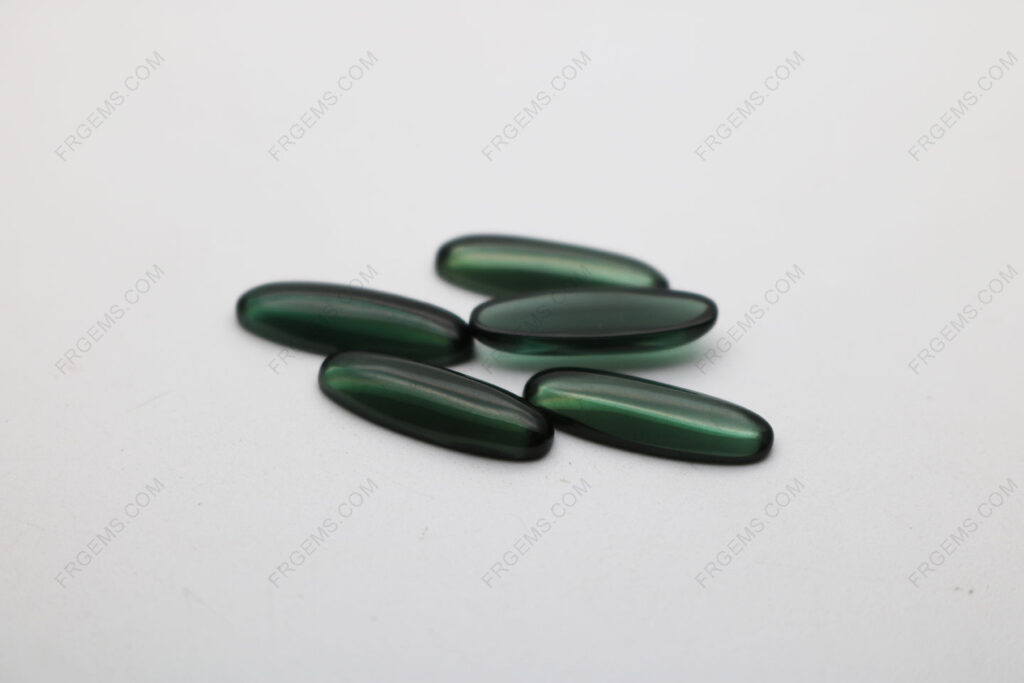 Loose Synthetic  Spinel Green 152# dark color Tourmaline Oval shape cabochon 20x7mm gemstones China Supplier