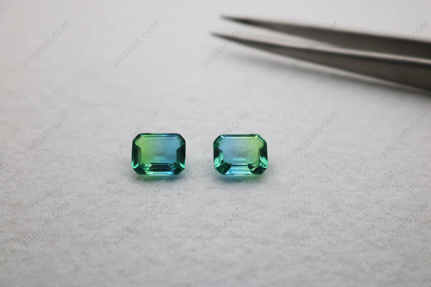 Loose Synthetic Watermelon Tourmaline Glass BiColor Octagon Emerald cut 10x8mm Gemstones Suppliers from China