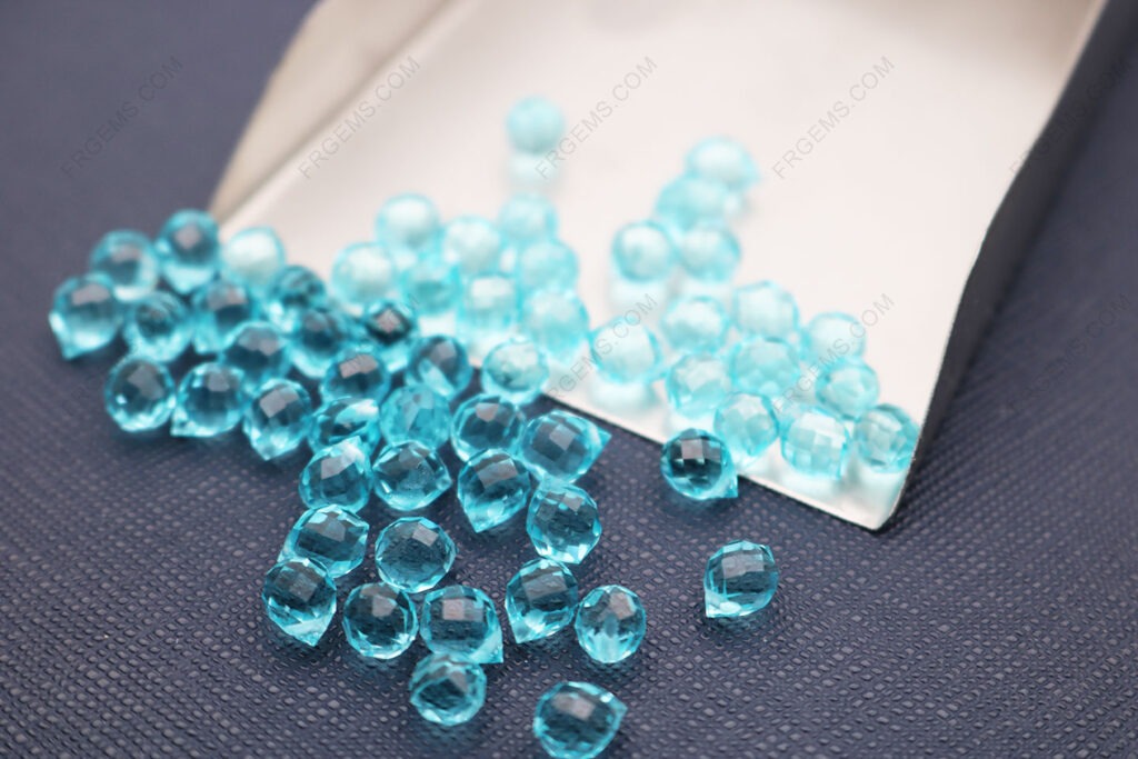 Loose Harden Glass Aquamarine aqua blue color Faceted Teardrop with drilled hole beads 7x5mm wholesale