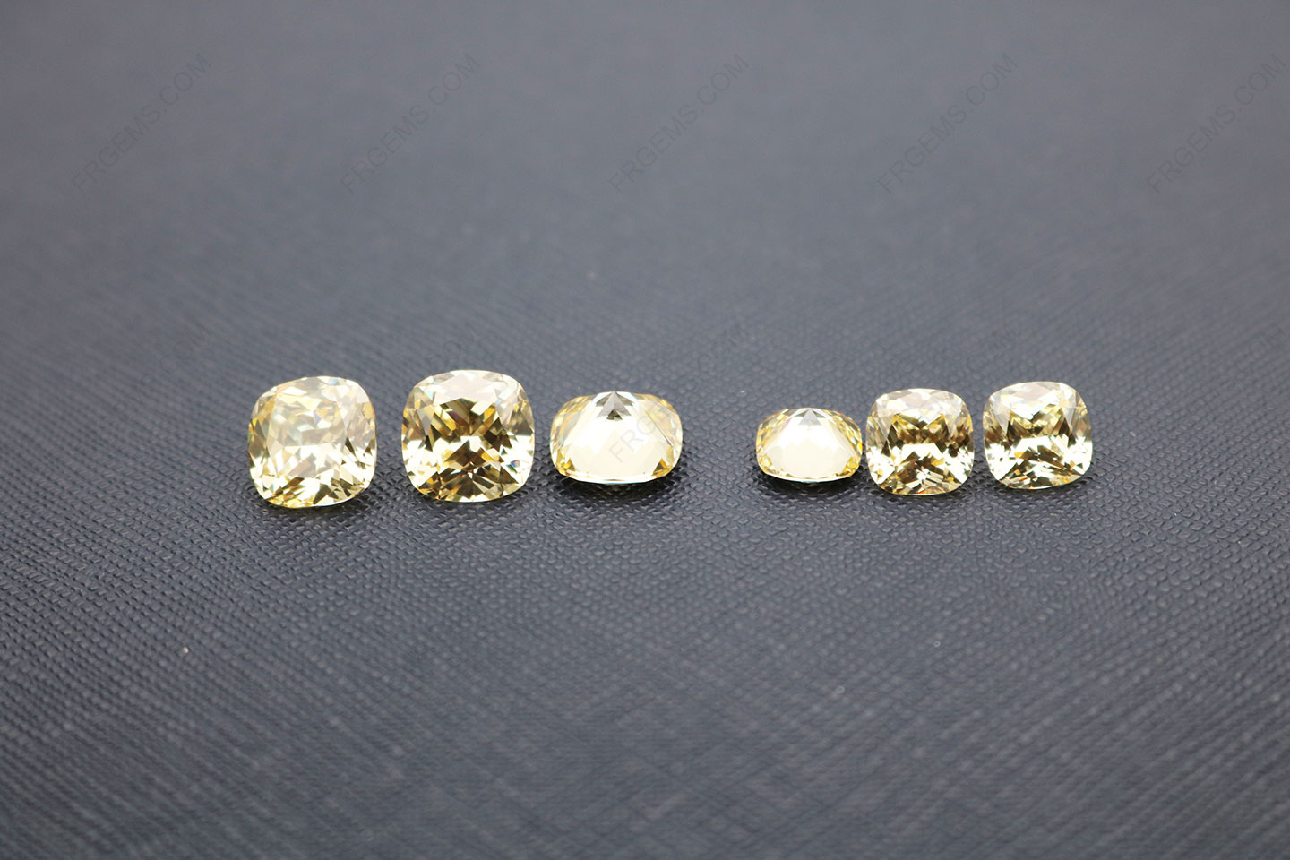 Cubic zirconia canary yellow cushion cut 10x10mm vs 8x8mm gemstones CZ06 IMG_5343