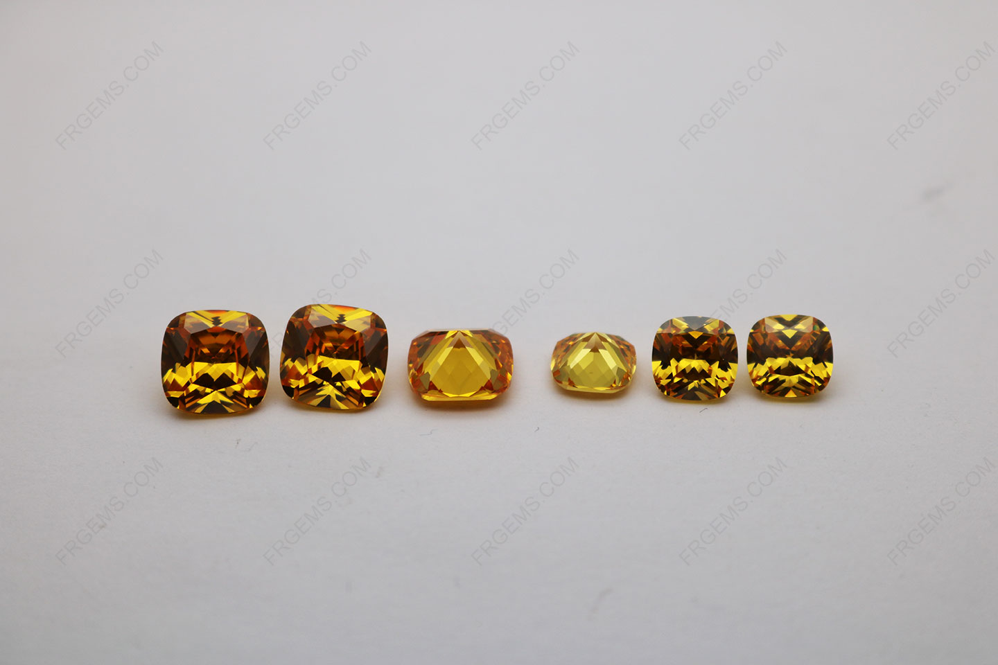 Cubic zirconia golden yellow dark color shade cushion cut 10x10mm and 8x8mm gemstones CZ05 IMG_5368