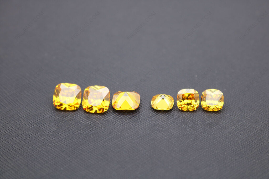 Cubic-zirconia-golden-yellow-dark-color-shade-cushion-shape-8x8mm-gemstones