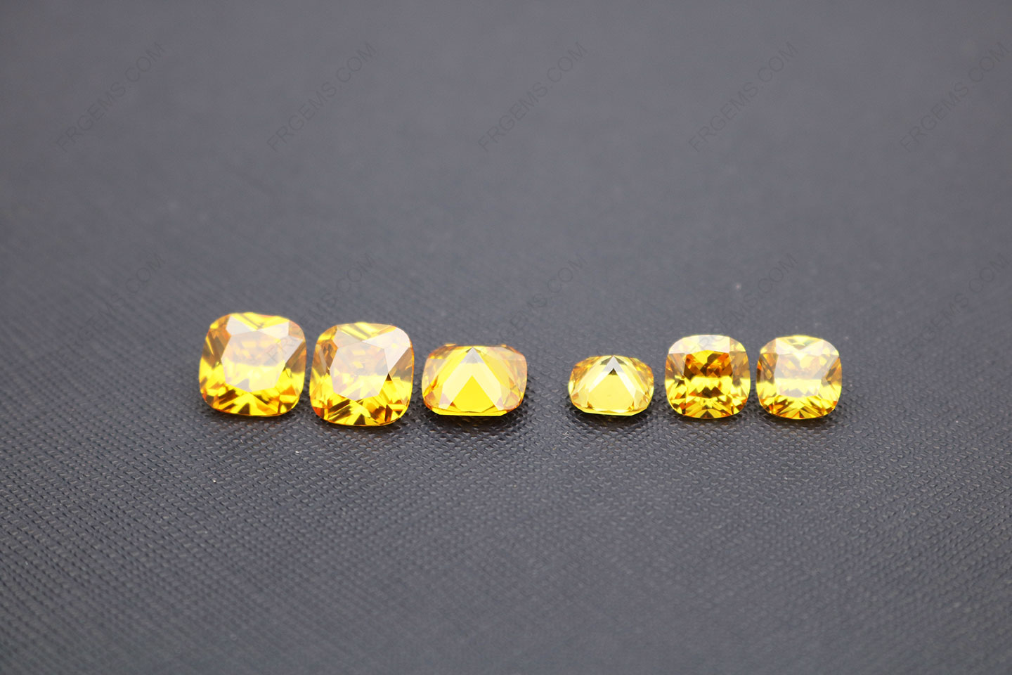 Cubic zirconia golden yellow dark color shade cushion cut 10x10mm and 8x8mm gemstones CZ05 IMG_5368