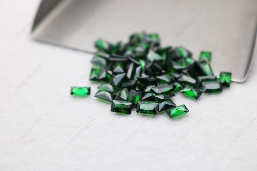 Rectangle-shape-princess-faceted-cut-birthstone-loose-CZ-Green-color-gemstones