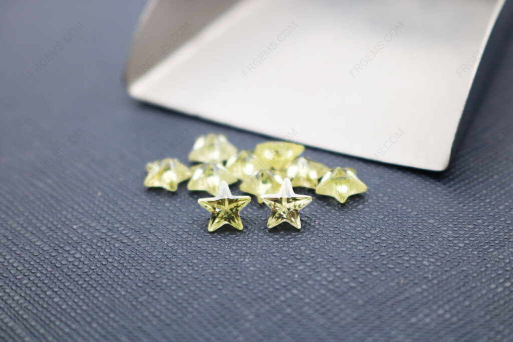 Cubic-Zirconia-Olive-Yellow-Five-Point-Star-Cut-6x6mm-stones-CZ25-IMG_5458