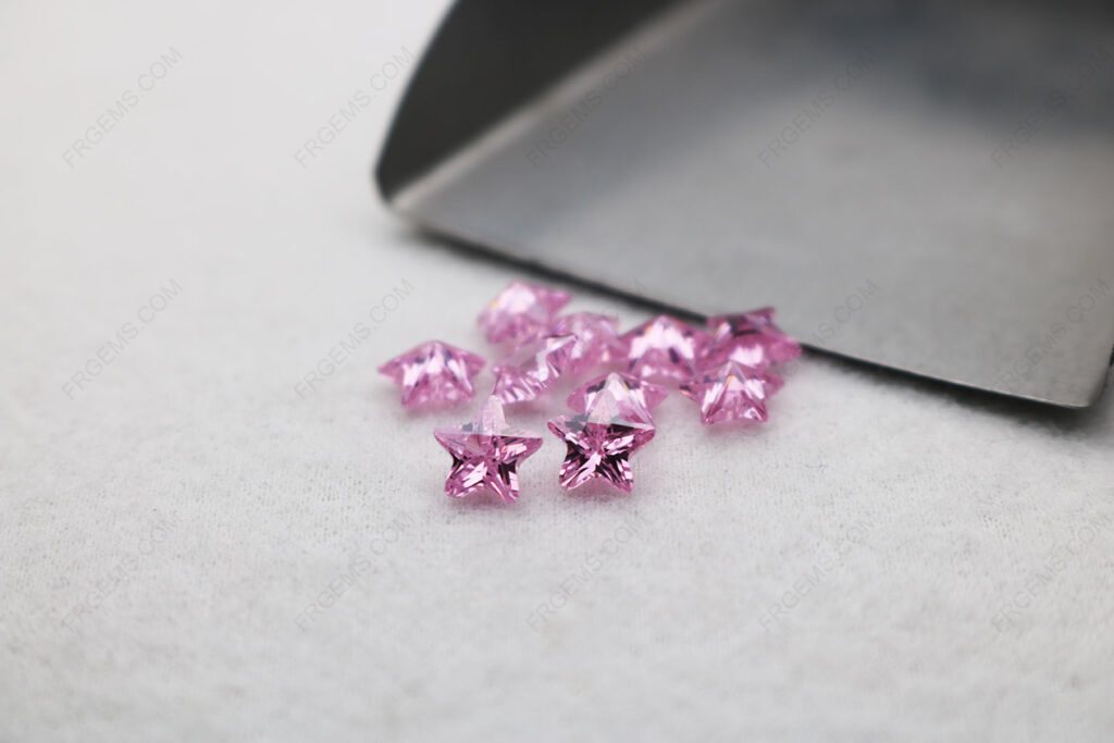 Cubic-Zirconia-Pink-color-Five point Star-Cut-6x6mm-gemstones-CZ03-IMG_5461