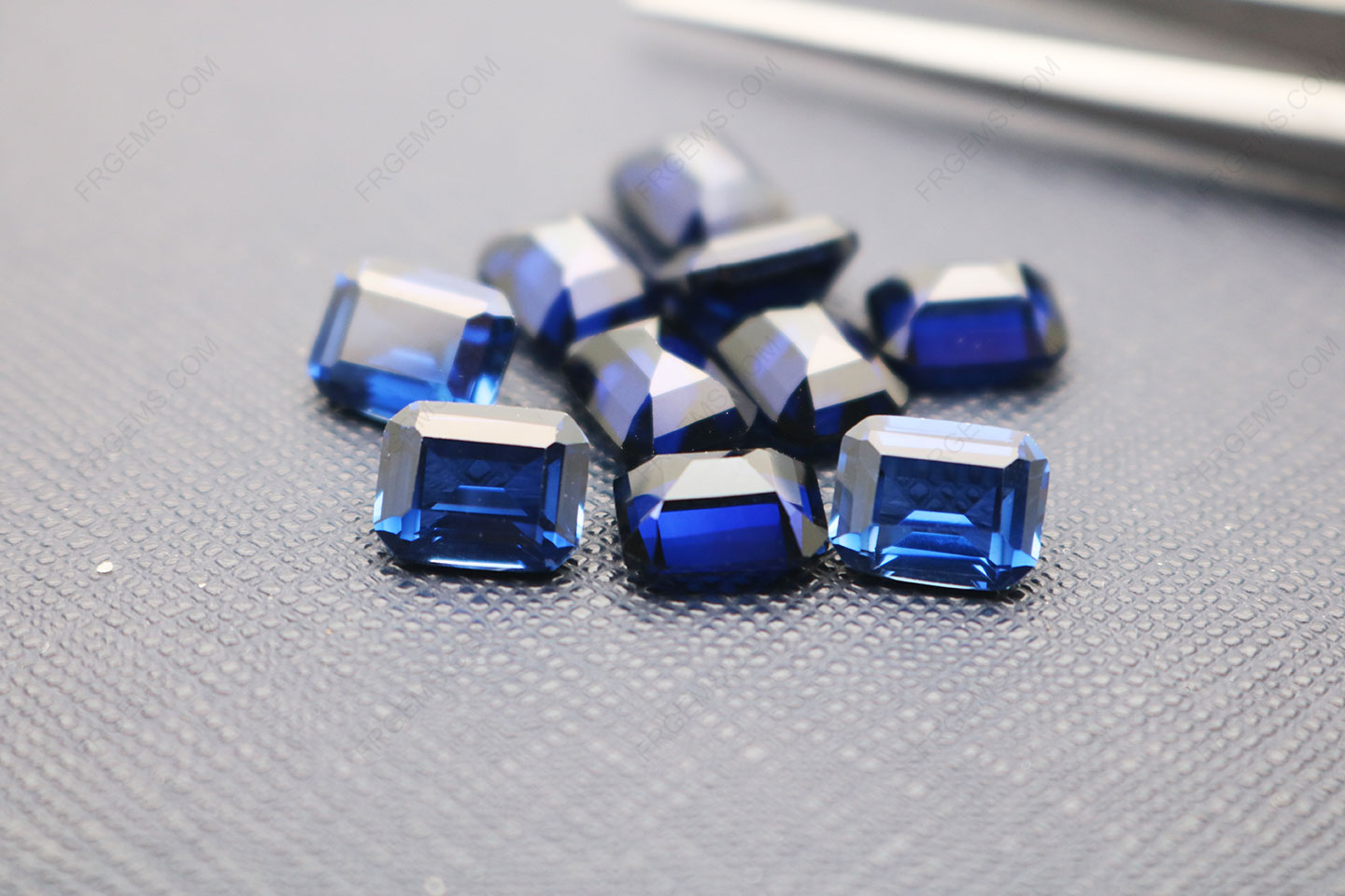 Loose Synthetic Corundum Blue Sapphire #34 Color Octagon shape Emerald cut 9x7mm stones IMG_5548