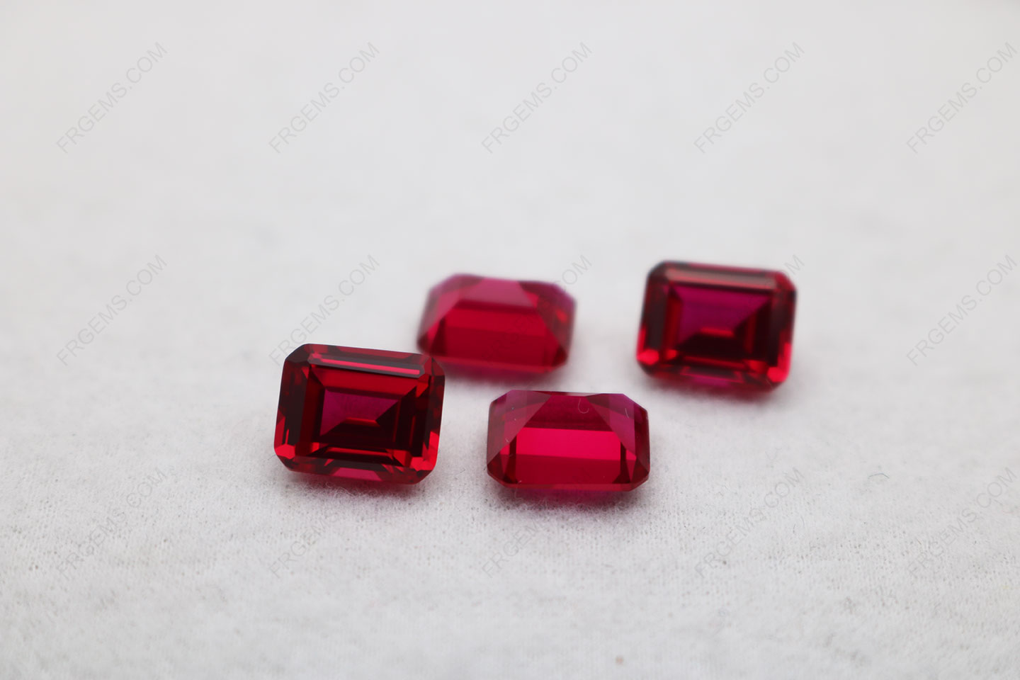 Corundum Synthetic Ruby Red Dark color #7 Emerald cut 10x8mm gemstones IMG_5556