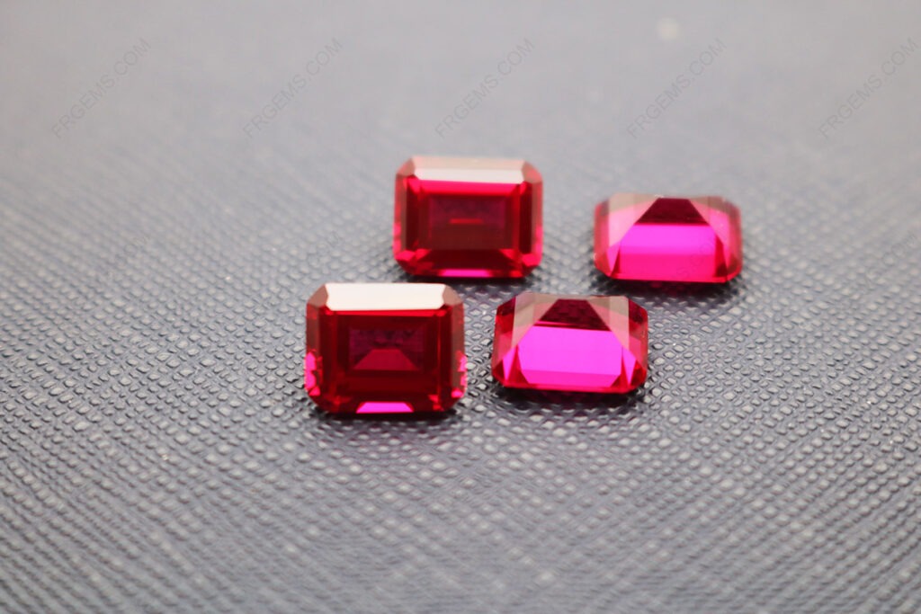 Synthetic-Corundum-Ruby-Red-Color-Emerald-cut-10x8mm-gemstones