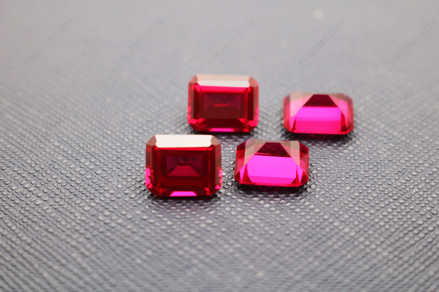 Corundum Synthetic Ruby Red Dark color #7 Emerald cut 10x8mm gemstones IMG_5556