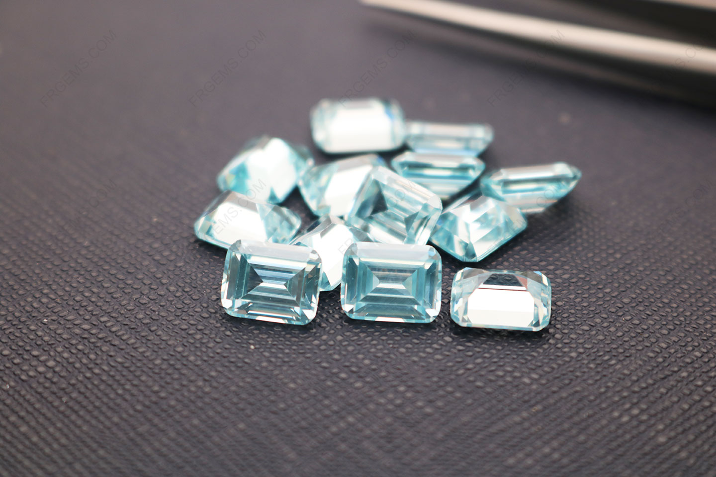 Cubic Zirconia Light Aquamarine blue color Octagon shape Emerald cut 9x7mm stones IMG_5544