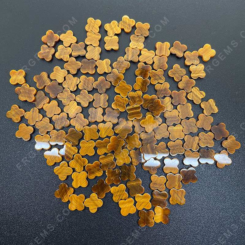 Natural genuine Tiger Eye four leaf Clover Shape Loose Stone wholesale from China Supplier
