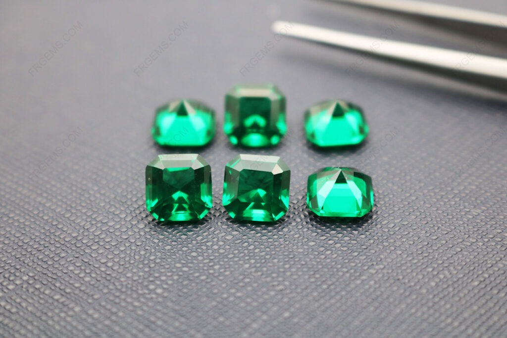 Loose-Nano-Crystal-Dark-Emerald-Green-Color-Asscher-Cut-8x8mm-gemstones-IMG_5499
