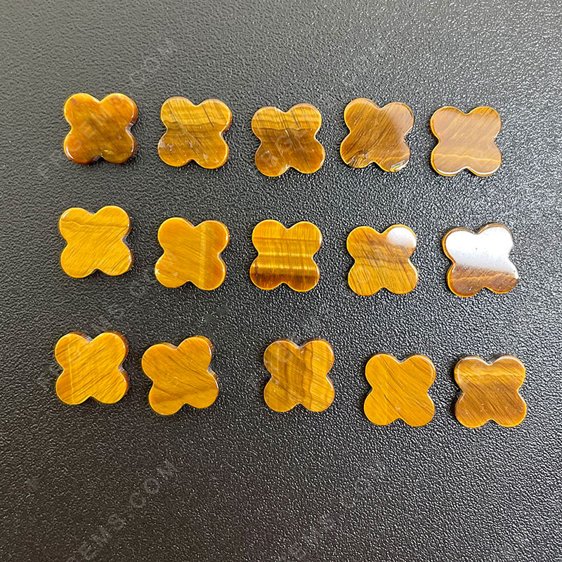 Natural genuine Tiger Eye four leaf Clover Shape Loose Stone wholesale from China Supplier