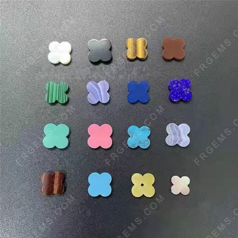 Four leaf Clover Shape Natural Green chalcedony agate Color Loose Gemstones Bulk wholesale from China