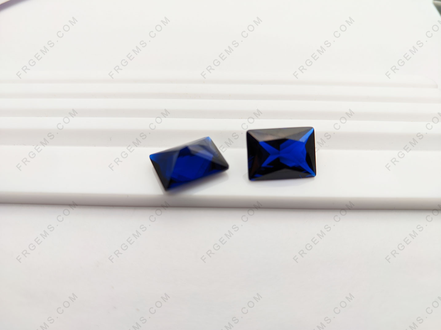 Loose Blue Spinel 113# Simulated Sapphire blue color Rectangle Princess faceted Cut 12x16mm Gemstones.