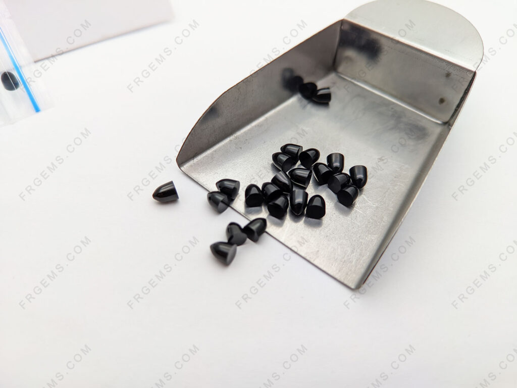 Natural Black Onyx Bullet shaped 5x4mm Smooth cabochon gemstones wholesale from China Supplier