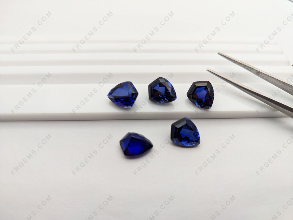 Corundum Synthetic Sapphire Blue 34# Medium color Sheild Shaped faceted Cut 12x10mm stones