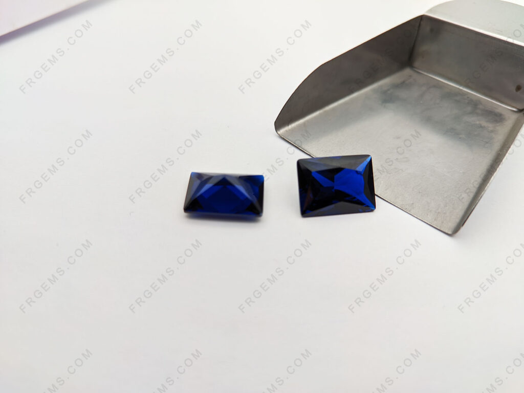 Loose Blue Spinel 113# Simulated Sapphire blue color Rectangle Princess faceted Cut 12x16mm Gemstones.