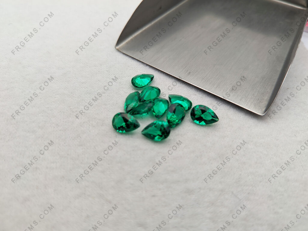Nano-Emerald-Green-Color-113#-9x6mm-Pear-Shape-Faceted-gemstones-wholesale