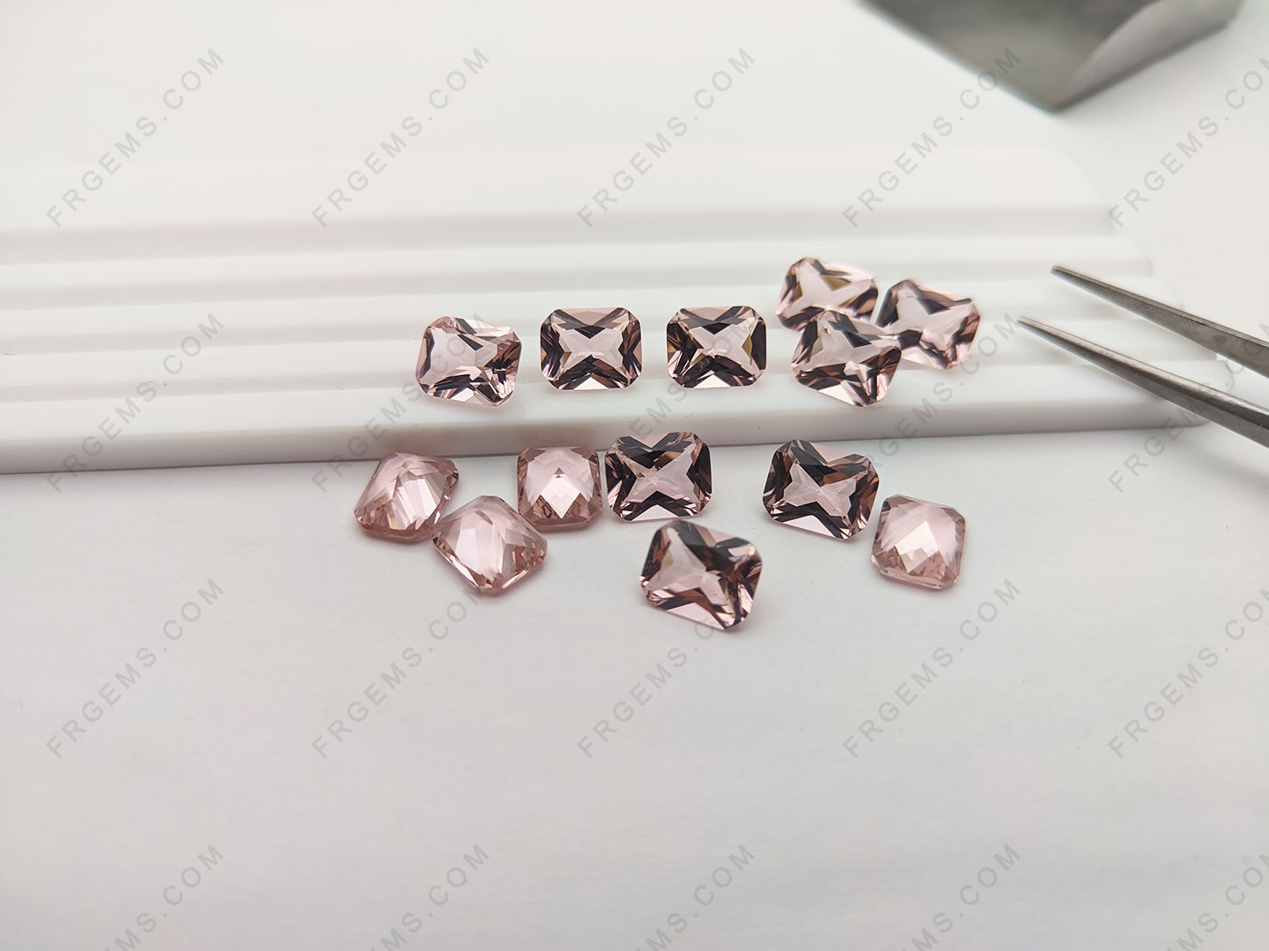 Loose Nano Crystal morganite Pink peach color Octagon Shape Radiant 10x8mm faceted cut gemstones