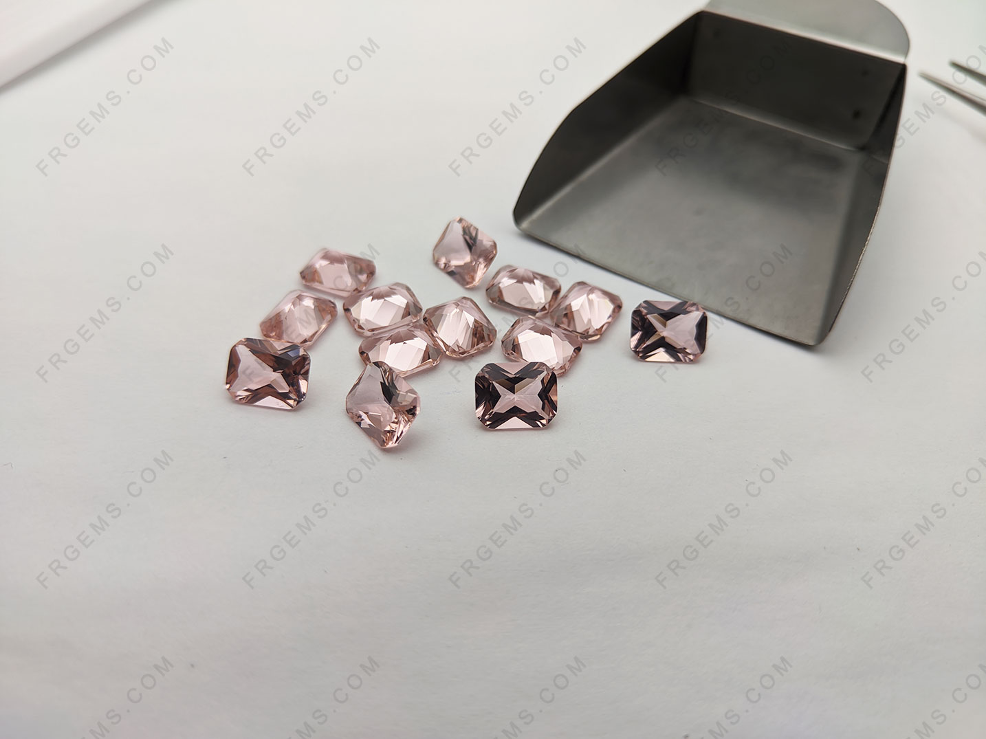 Loose Nano Crystal morganite Pink peach color Octagon Shape Radiant 10x8mm faceted cut gemstones