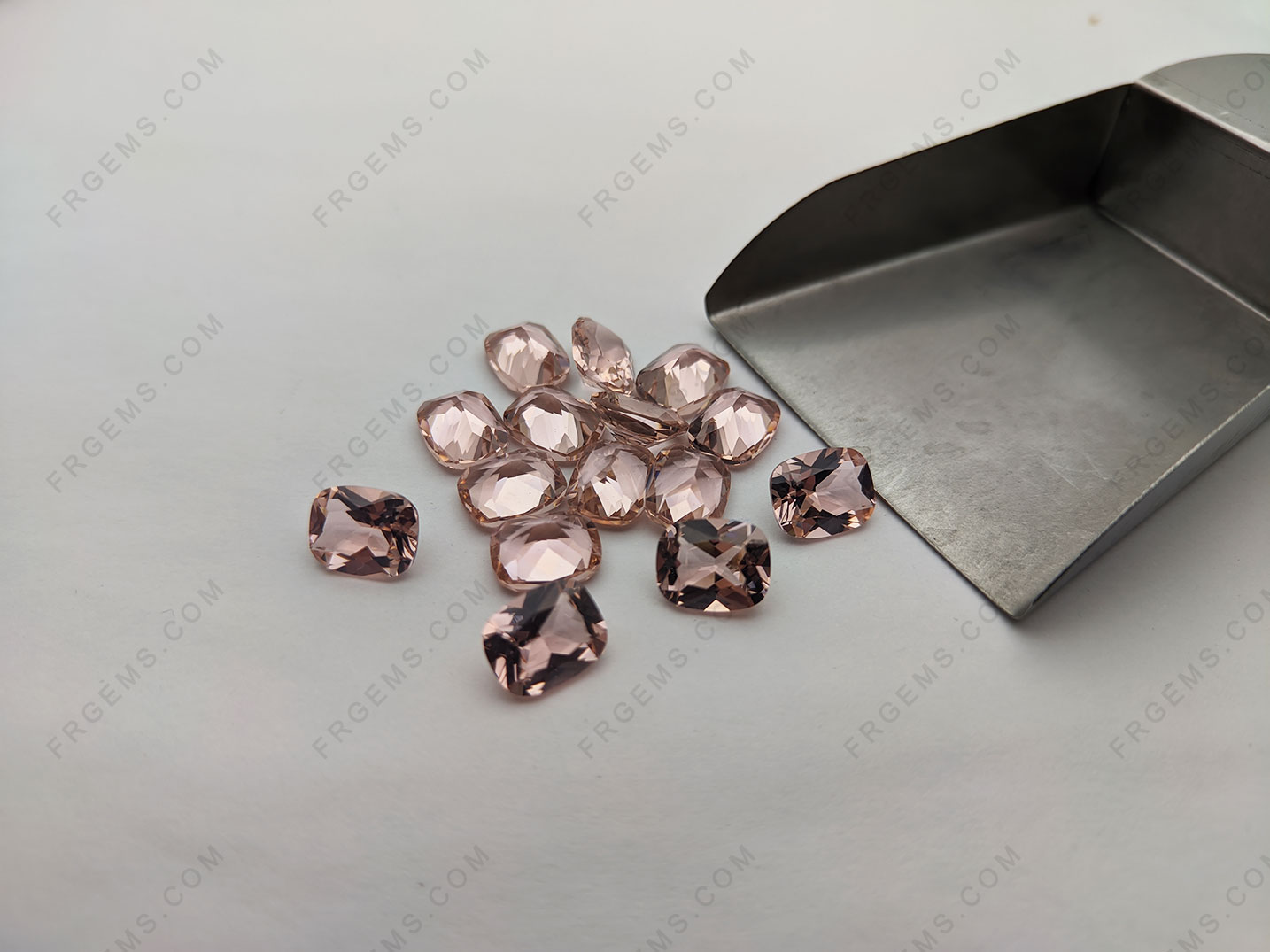 Loose Nano Crystal Morganite Pink peach color elongated cushion 10x8mm faceted cut Gemstones